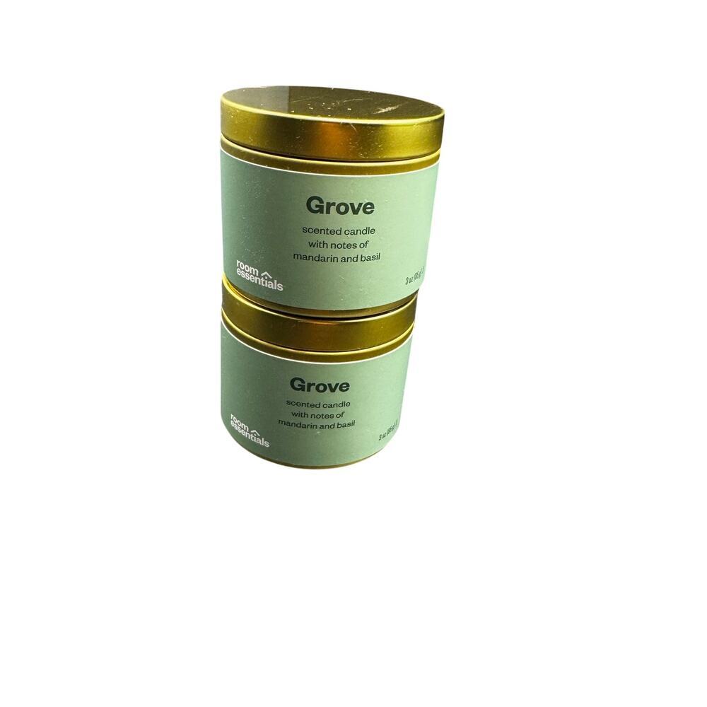 NWT Set of Grove Scented Candles 3oz Each. Notes of mandarin & basil